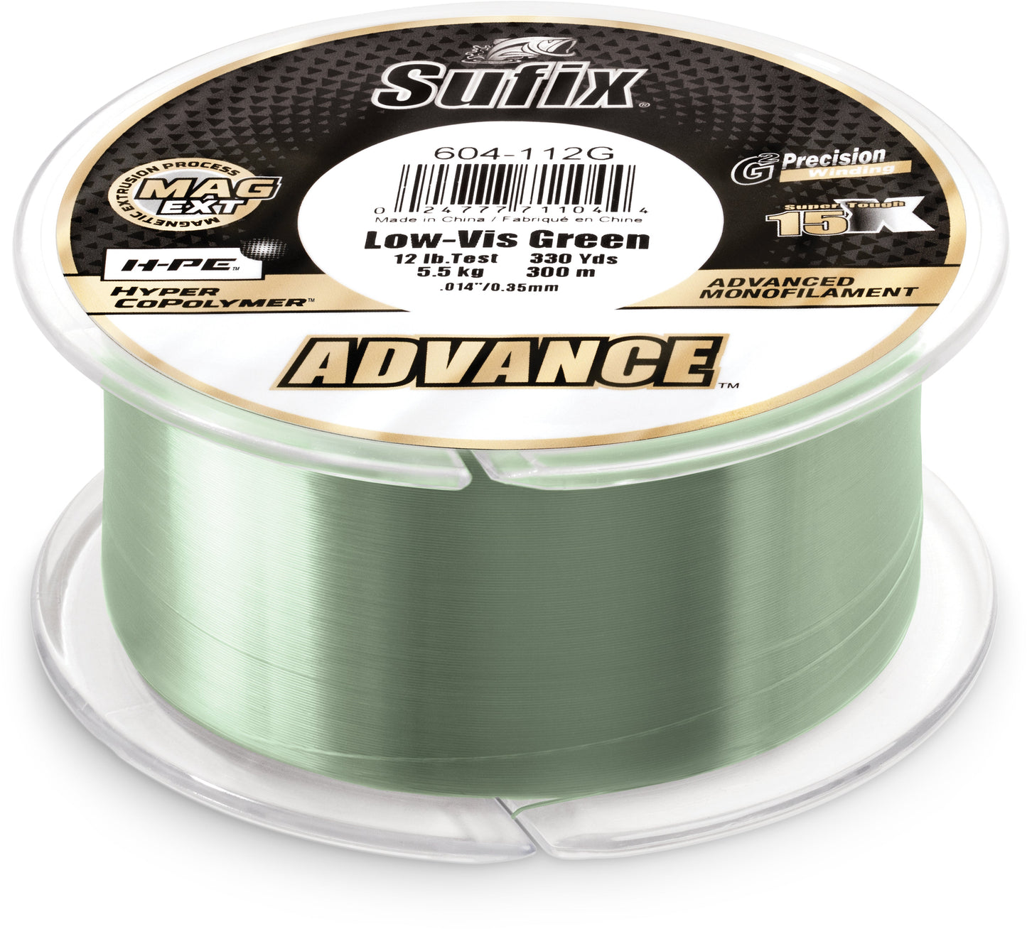 Sufix Advance Lo-Vis Green Monofilament 250-330 Yard Spools