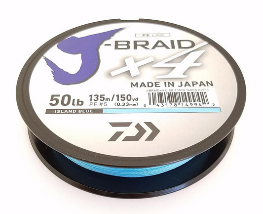 Daiwa J-Braid X4 Braided Line 150 Yards Island Blue