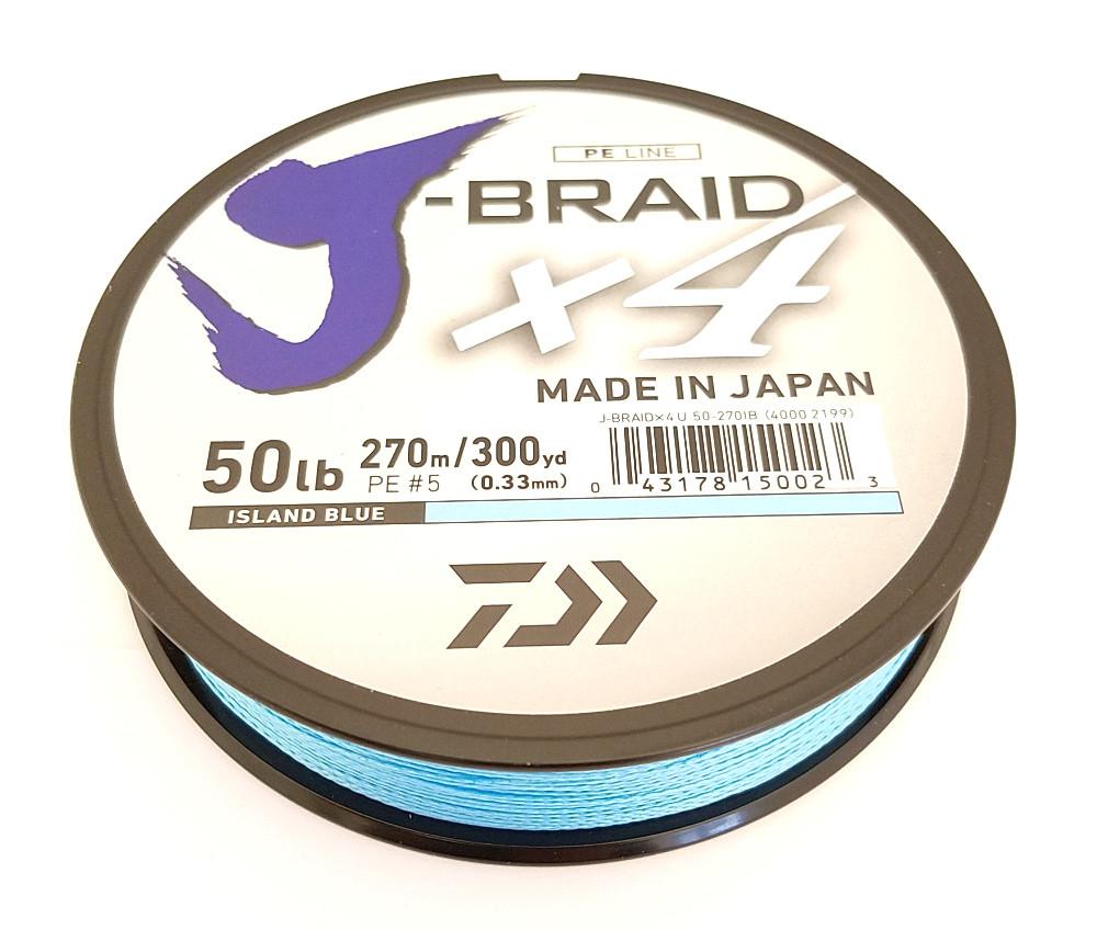 Daiwa J-Braid X4 Braided Line 300 Yards Island Blue